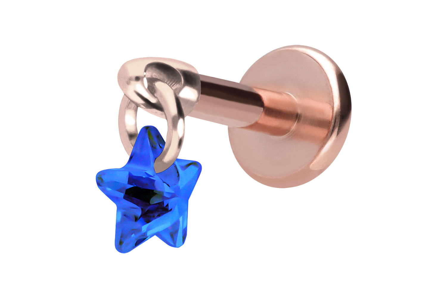 Titan Labret Piercing mit Innengewinde KRISTALLSTERN